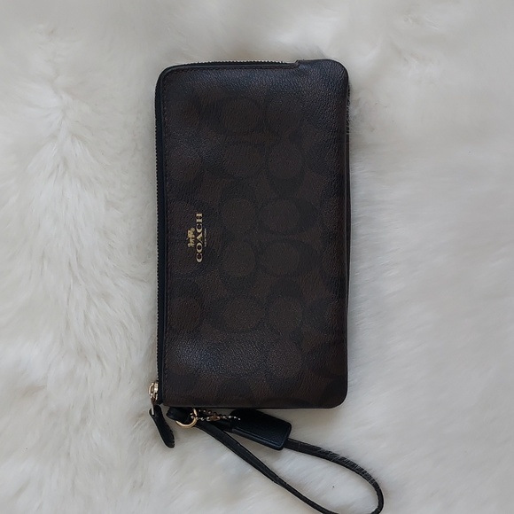 Coach Bags Coach Double Zipper Wristlet In Signture Cambas Poshmark